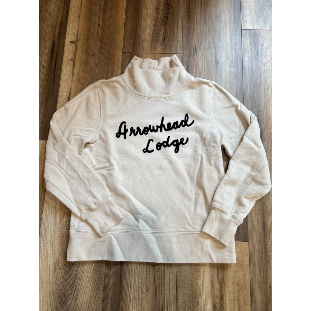 Madewell Mock Neck Sweatshirt Arrowhead Lodge Ivory Cream Women's Small Cotton